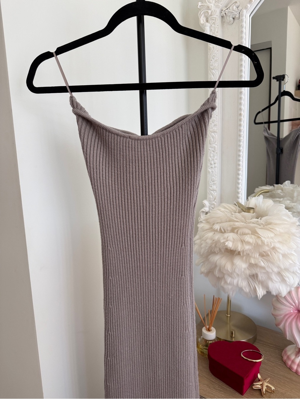 Zara Knit Bodycon Midi Dress in Taupe - Picture 8 of 11
